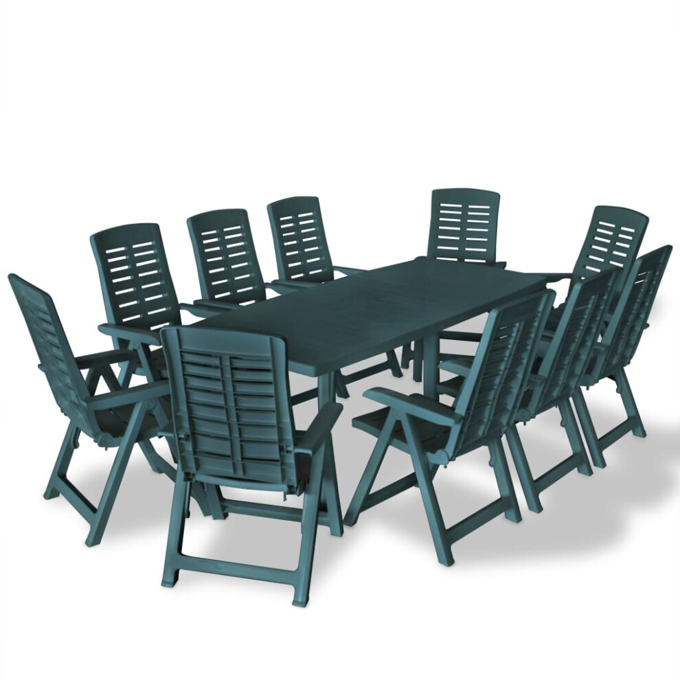 vidaXL Outdoor Dining Set 11 Piece 210x96x72cm Green Patio Table Folding Chair