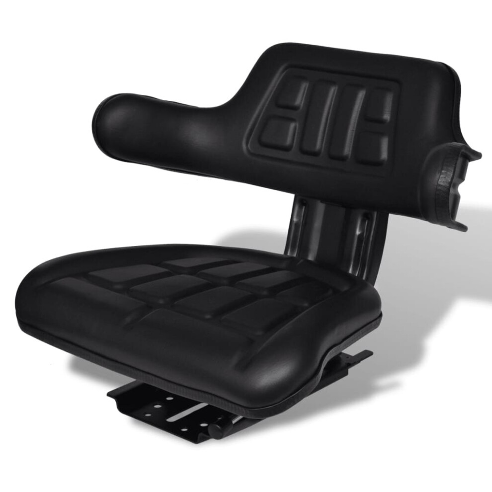 vidaXL Tractor Seat with Backrest Black Arm Rest Waterproof Forklift Replace