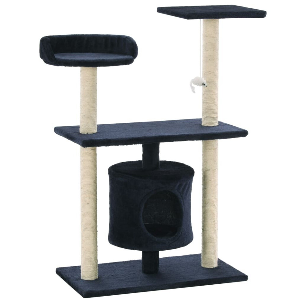 vidaXL Cat Tree with Sisal Scratching Posts 95cm Dark Blue Kitten Playhouse