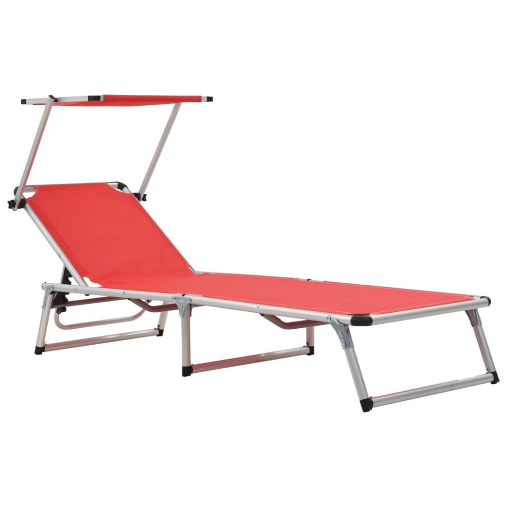 vidaXL Folding Sun Lounger Red Aluminium and Textilene Recliner Chair Daybed