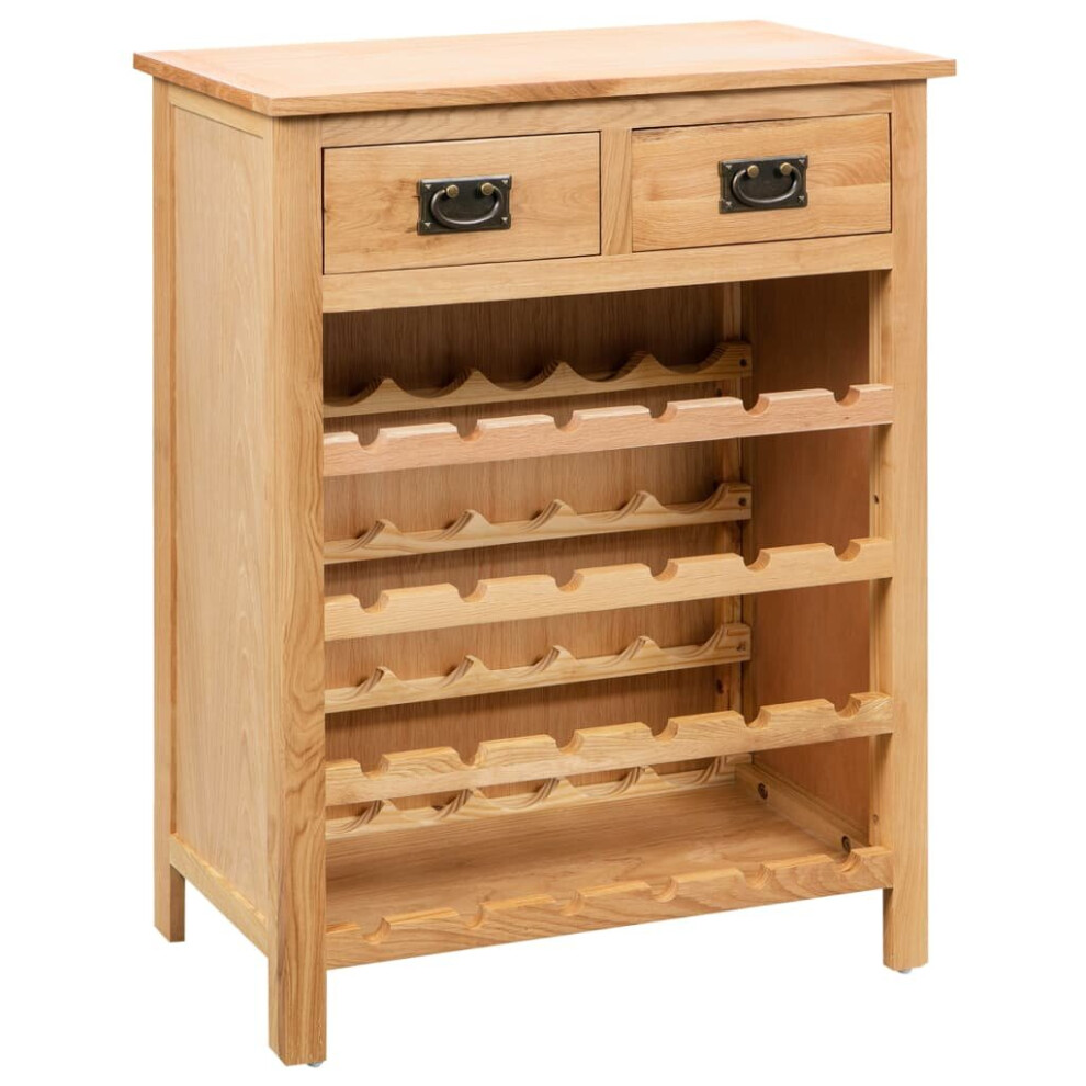 Vidaxl Solid Oak Wood Wine Cabinet Drink Bottle Storage Organiser Holder Rack