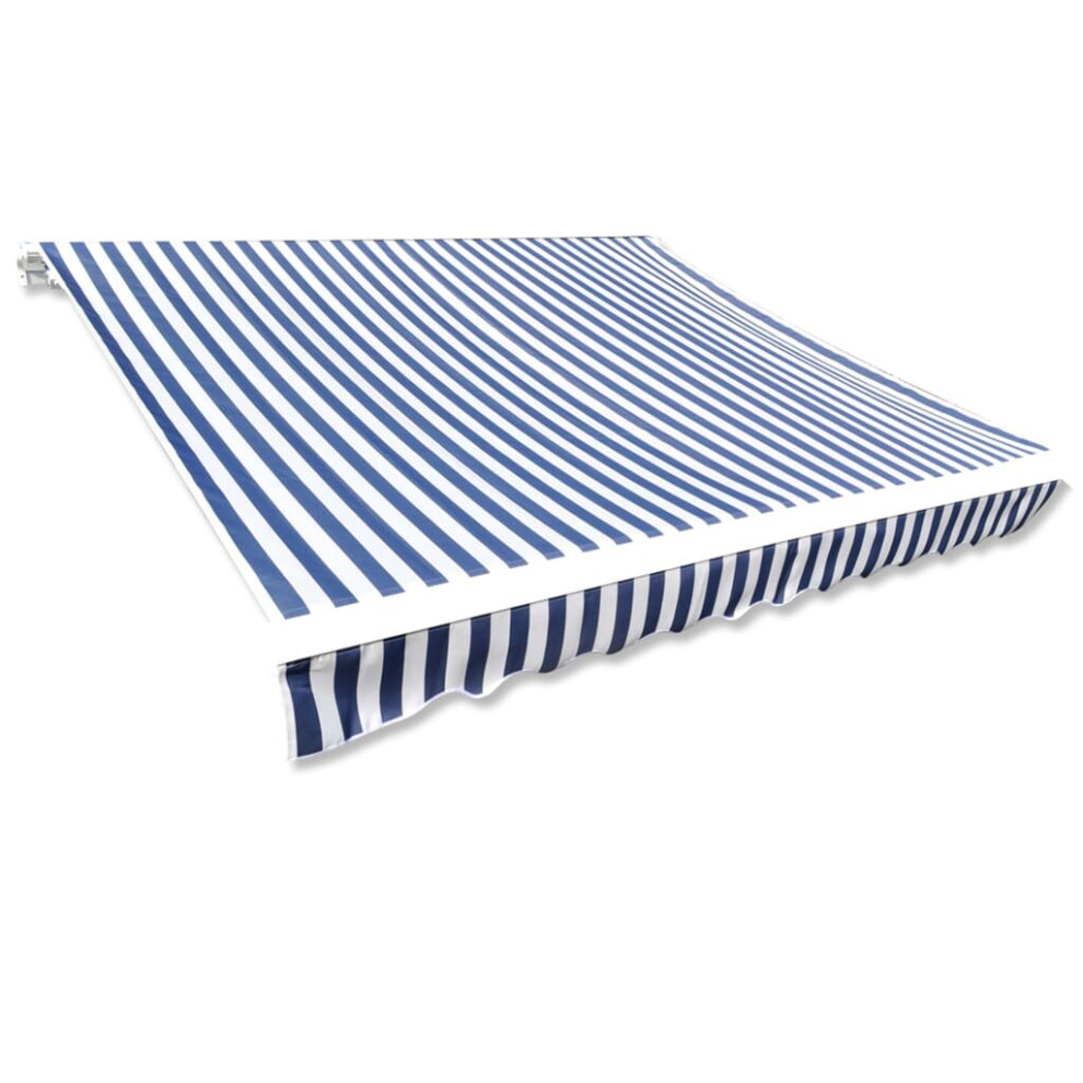 vidaXL Awning Top Sunshade Canvas Blue and White 6 x 3 m Retractable Awning