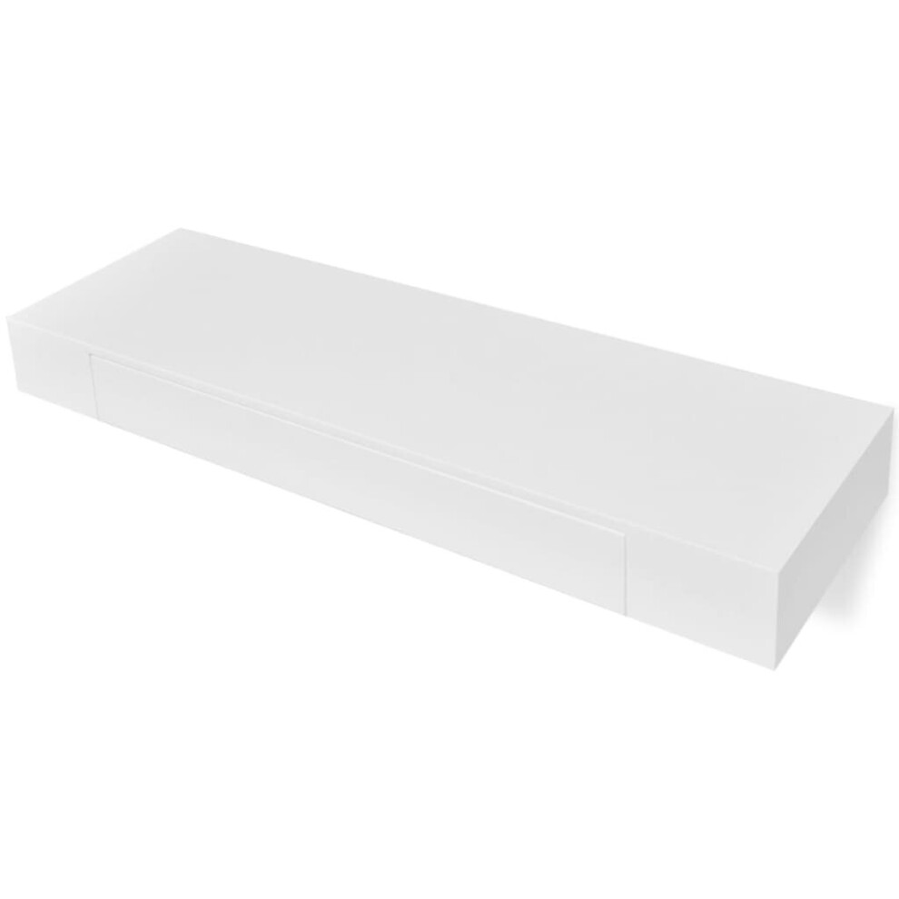 vidaXL 2x Floating Wall Shelves with Drawers White 80cm Hanging Display Unit