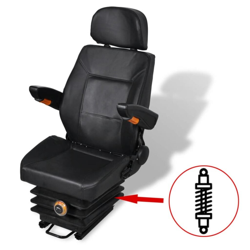 vidaXL Tractor Seat with Suspension Armrest Headrest Spring Tracks Forklift