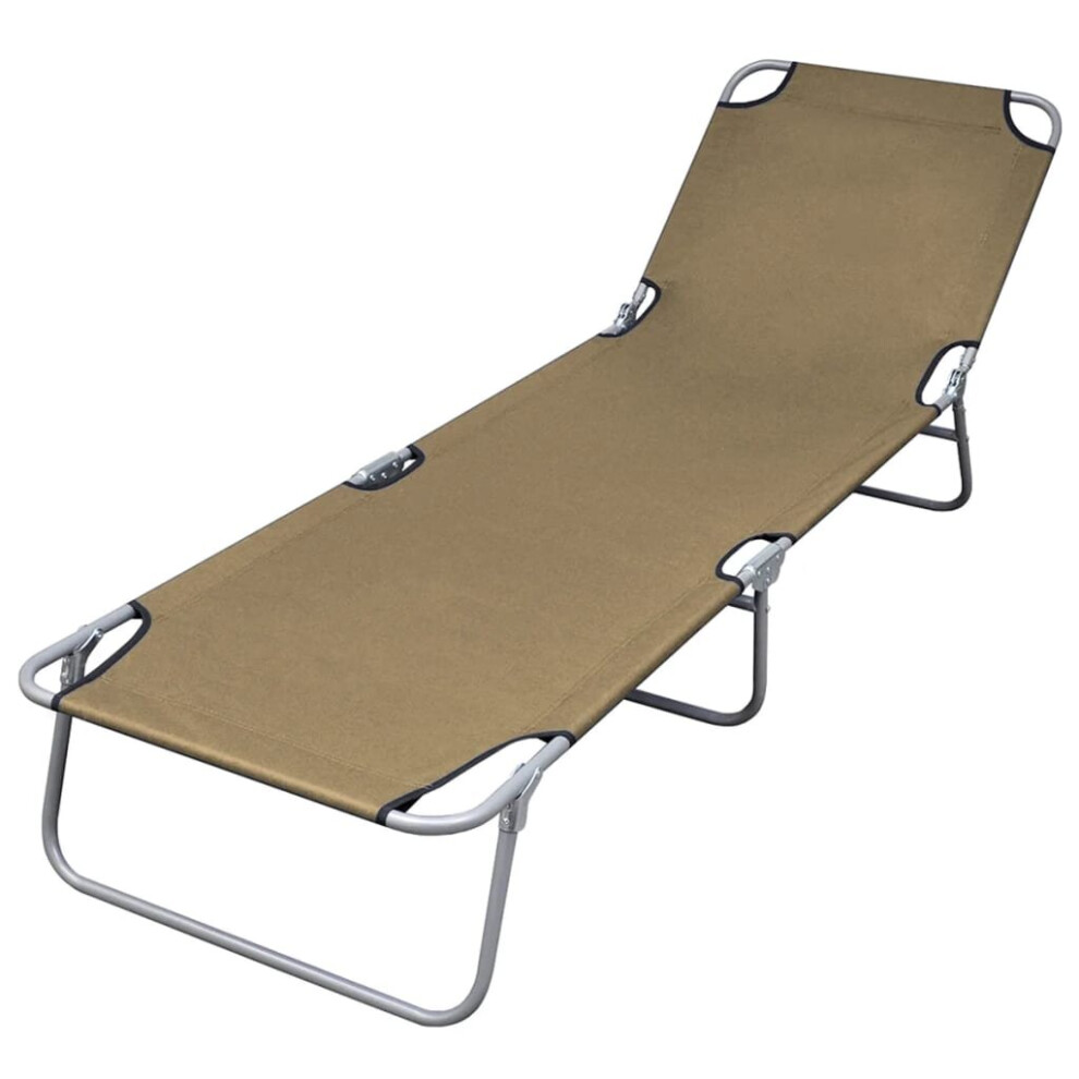 Vidaxl Foldable Sunlounger With Adjustable Backrest Taupe Bed Recliner Chair Brown