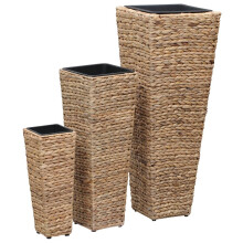 VidaXL Raised Beds Planter Flower Box Pot Indoor 3 pcs Water Hyacinth Brown