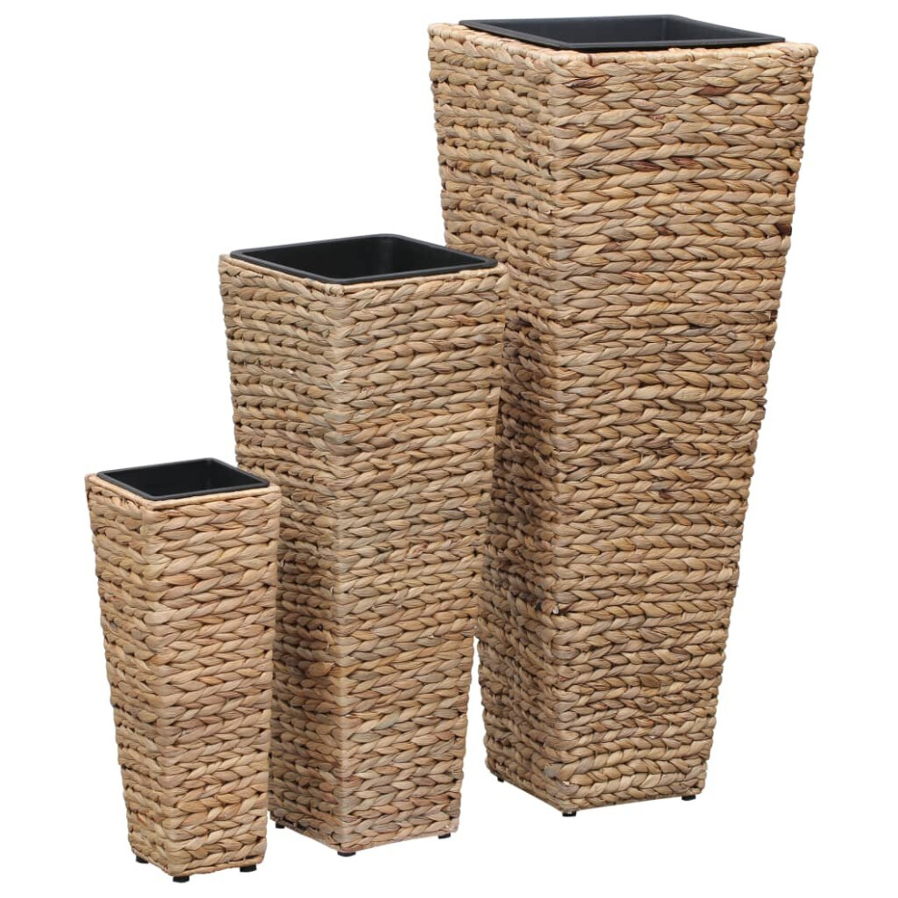 Vidaxl Raised Beds Planter Flower Box Pot Indoor 3 Pcs Water Hyacinth Brown