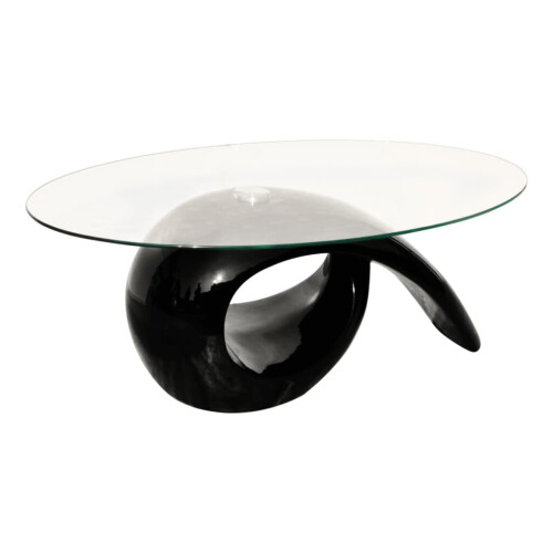 VidaXL New Modern High Gloss Glass Top Coffee Table Black Side Dinner Office Kitchen