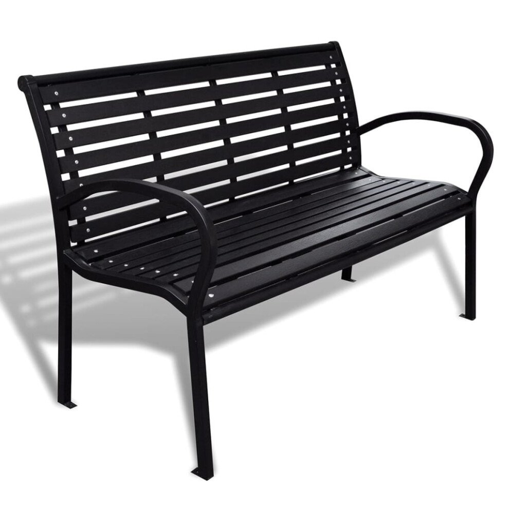 vidaXL Garden Bench 125cm Steel and WPC Black Outdoor Patio Park Seat Chair