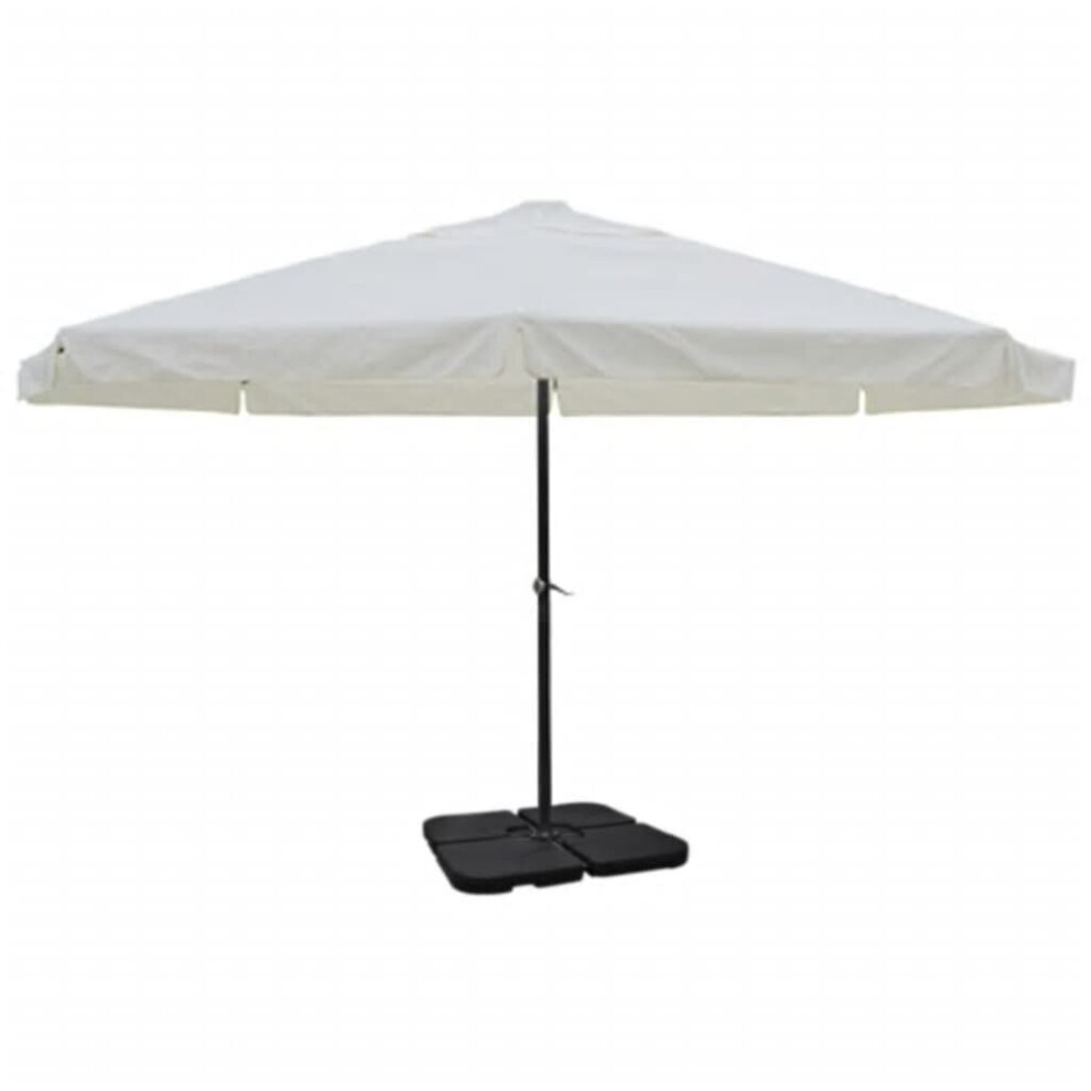vidaXL Outdoor Umbrella with Portable Base White Aluminium Frame Patio Parasol