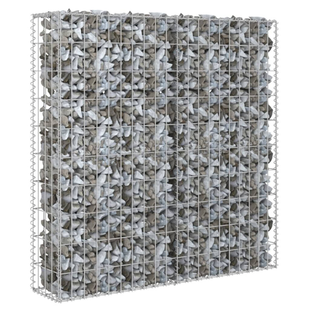 Vidaxl Gabion Wall With Covers Galvanised Steel 80X20x100cm Stone Basket Cage