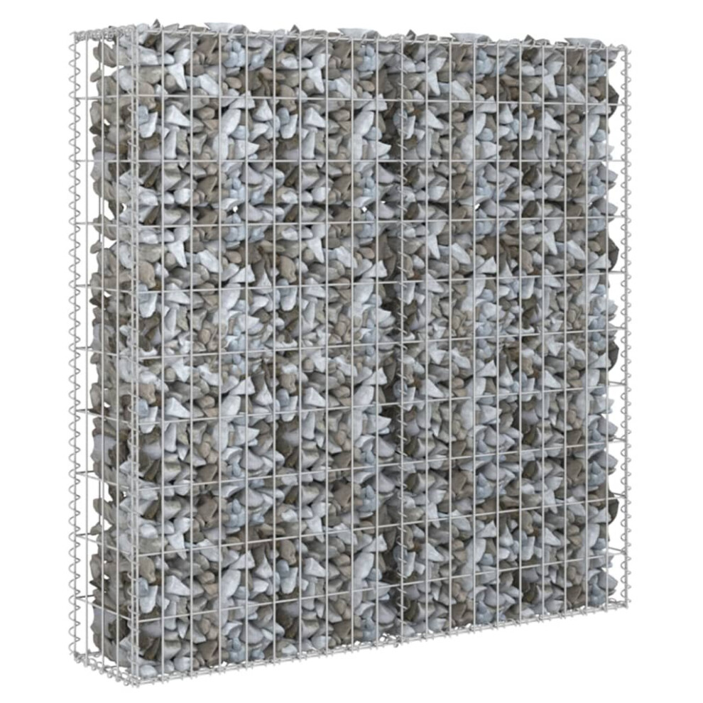 vidaXL Gabion Wall with Covers Galvanised Steel 80x20x100cm Stone Basket Cage