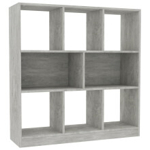 vidaXL Book Cabinet with 8 Large Compartments Concrete Grey Engineered Wood