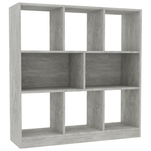 vidaXL Book Cabinet with 8 Large Compartments Concrete Grey Engineered Wood