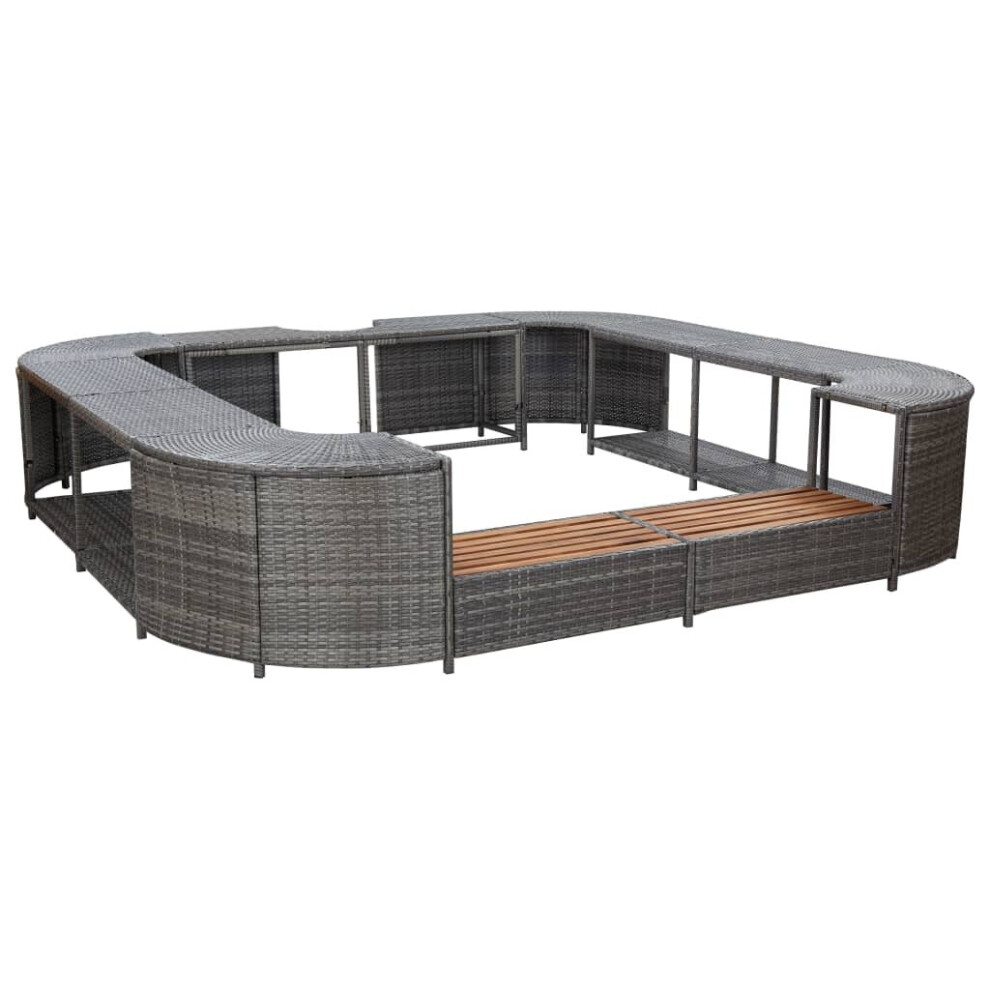 vidaXL Square Spa Surround Grey Poly Rattan Chic Outdoor Hot Tub Enclosures