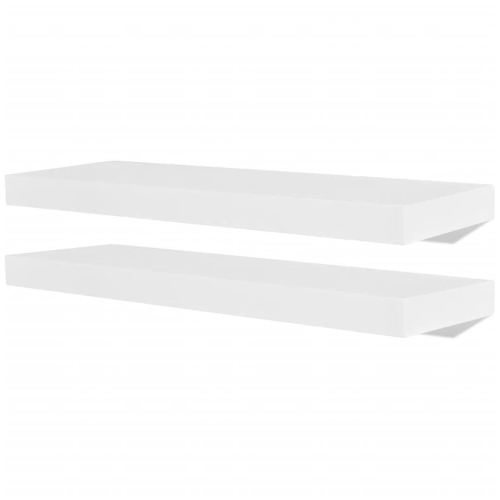 vidaXL 2x Floating Wall Display Shelves White MDF Book/DVD Storage Cube Stand