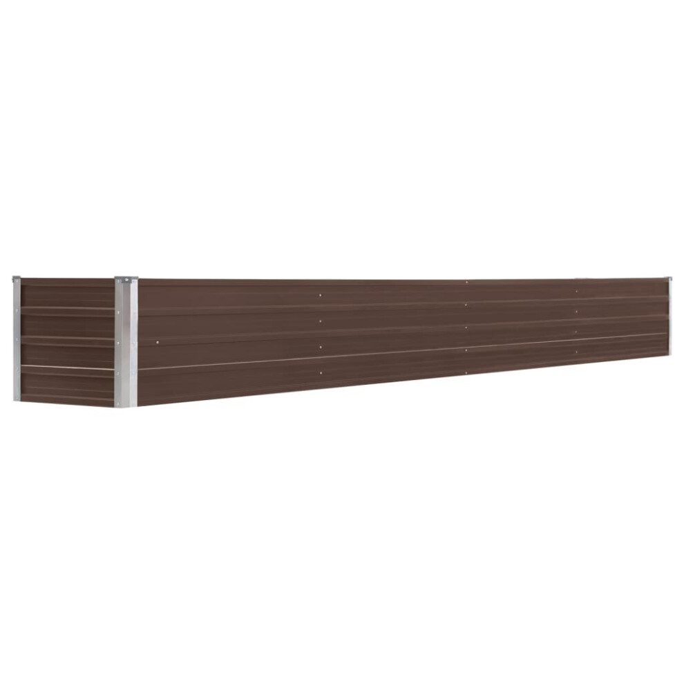 vidaXL Garden Raised Bed Galvanised Steel 320x40x45cm Brown Growing Raised Bed