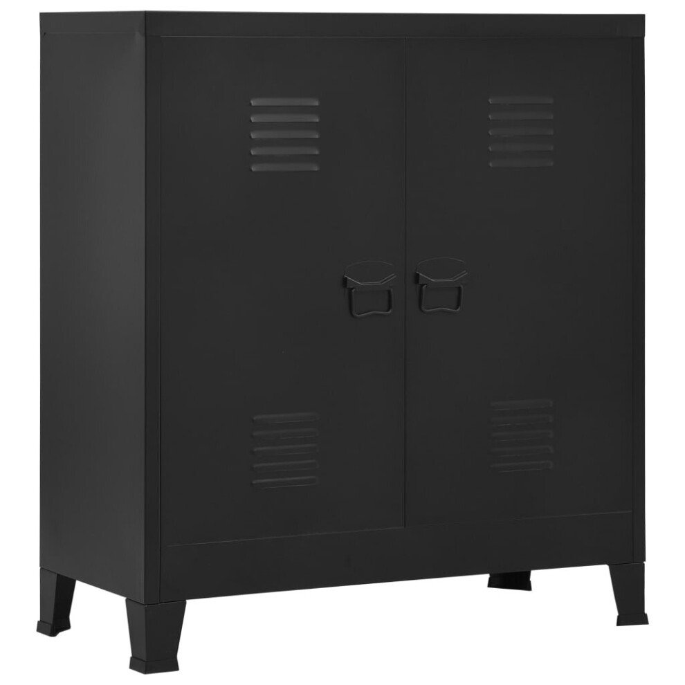 vidaXL Industrial Storage Chest Black Steel Sideboard Cabinet Storage Trunk