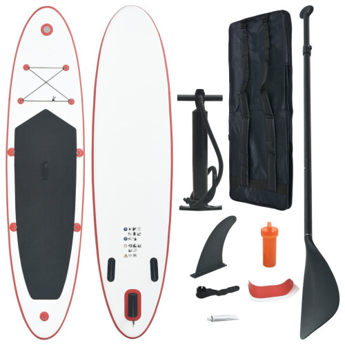 VidaXL vidaXL Stand Up Paddle Board Set Sup Board Surfboard Inflatable Red and White