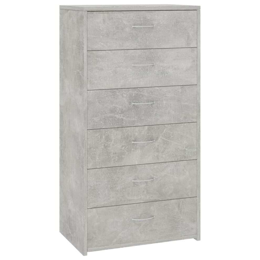 vidaXL Sideboard with 6 Drawers Concrete Grey Engineered Wood Storage Cabinet