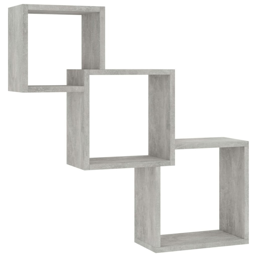 vidaXL Cube Wall Shelf Concrete Grey Engineered Wood Floating Cabinet Shelf