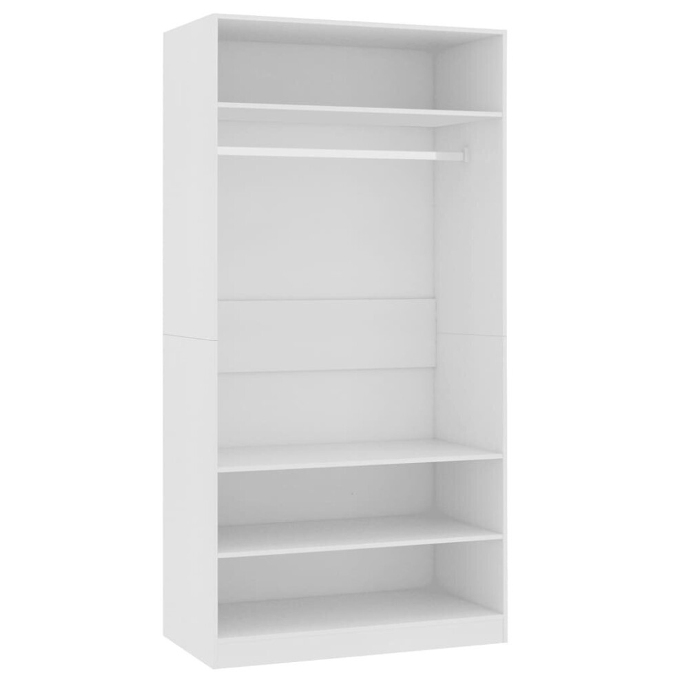 vidaXL Wardrobe White 100x50x200cm Engineered Wood Clothing Storage Cabinet-image-OPC-P5VW5B8-NEW