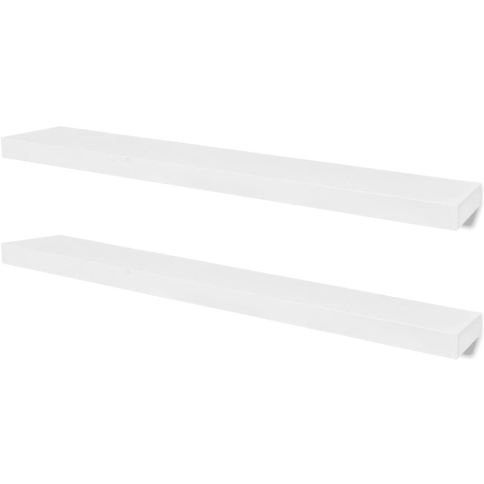 Set of 2 MDF Floating Cubes Wall Storage Book CD Display Shelves White