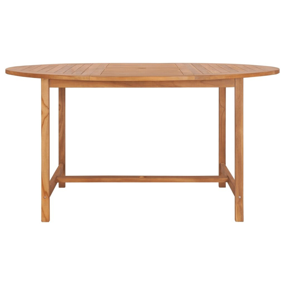 vidaXL Solid Teak Wood Garden Table 150cm Kitchen Dining Room Picnic Table