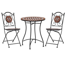 vidaXL 3-tlg. Bistro-Set Mosaik Keramik Terrakotta