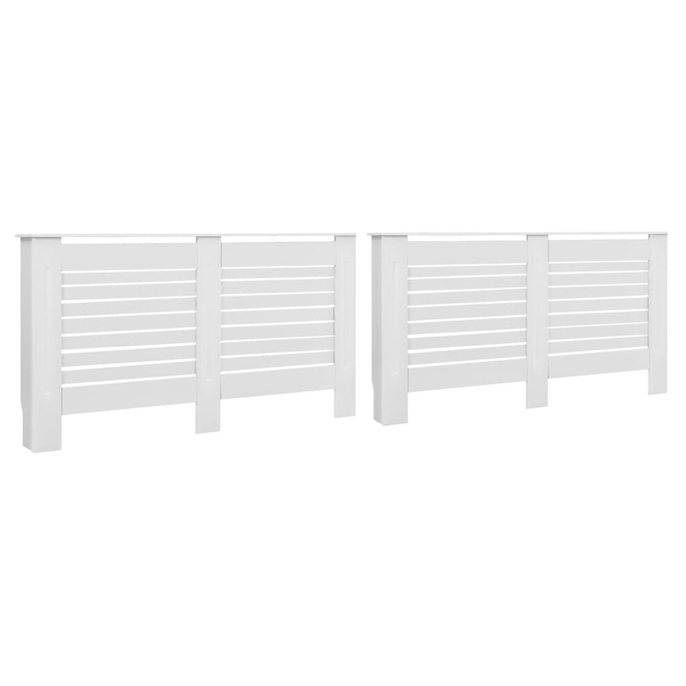 vidaXL 2x Radiator Covers White MDF Living Room Bedroom Heater Cabinet Shelf