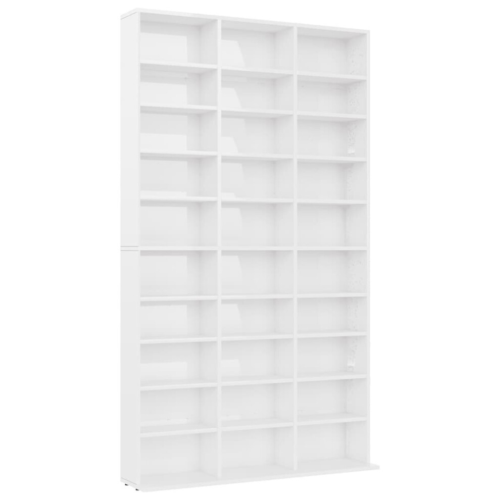 vidaXL CD Cabinet High Gloss White Engineered Wood CD Cupboard Shelf Bookshelf