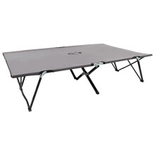 vidaXL Two Person Folding Sun Lounger Grey Steel Beach Travel Bed Military Cot