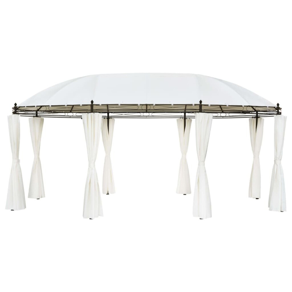 vidaXL Gazebo Cream White 530x350x265 cm Garden Marquee Canopy Pavilion Tent - 8 Detachable Side Panels (Product 42138)