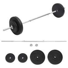 vidaXL Barbell with Plates Set 30 kg Dumbbell Weight Plate Free Weight Set