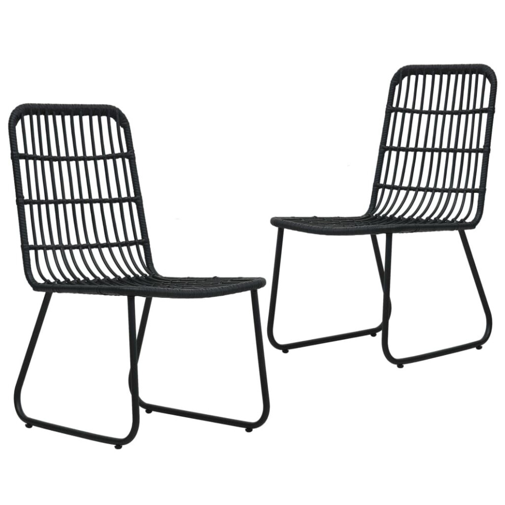 vidaXL 2x Garden Chairs Poly Rattan Black Outdoor Seating Dining Furniture