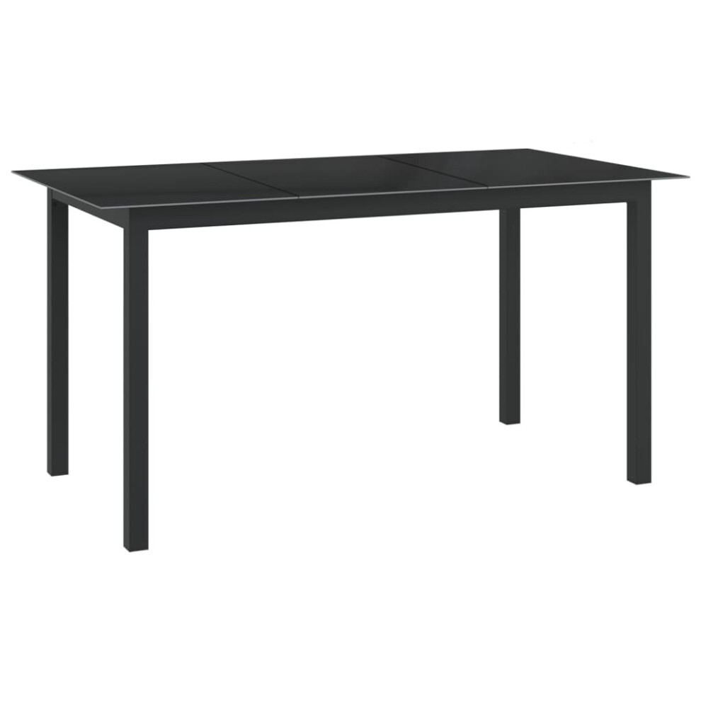 vidaXL Garden Table Black 150x90x74 cm Aluminium and Glass Furniture