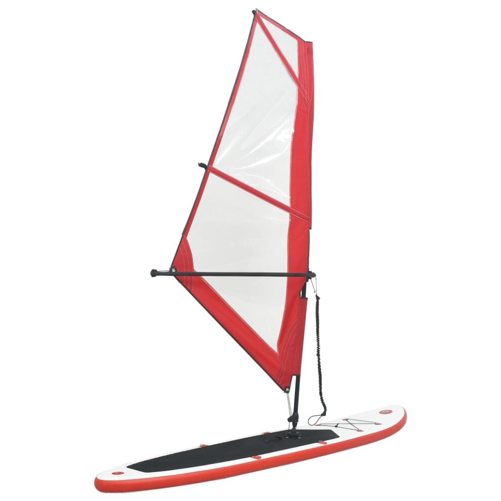 vidaXL Inflatable Stand Up Paddleboard with Sail Set Red and White Board Set