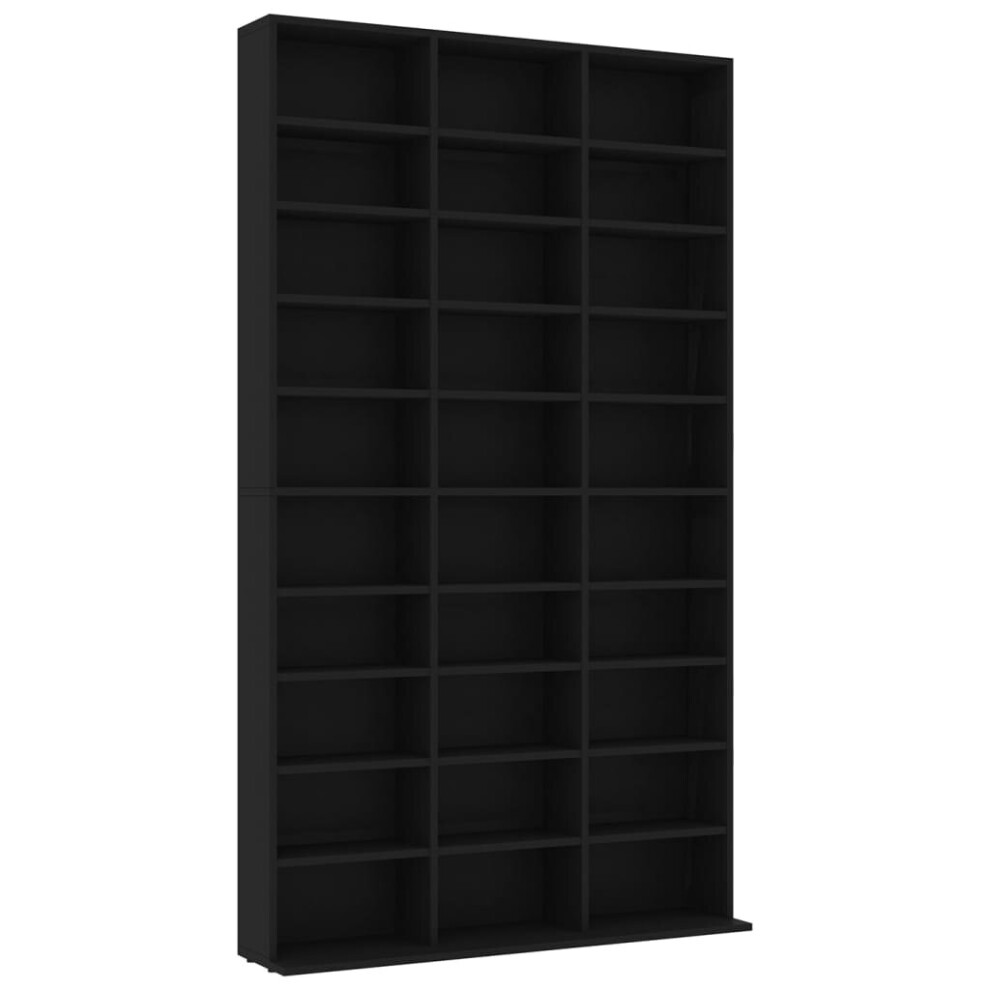 vidaXL CD Cabinet Black Engineered Wood CD Shelf Office Cupboard Bookshelf