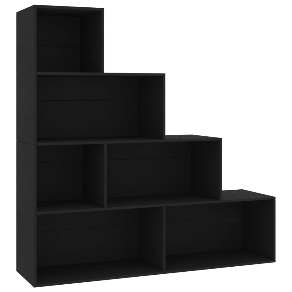 Vidaxl Book Cabinet/Room Divider Black Engineered Wood File Stand Rack Unit