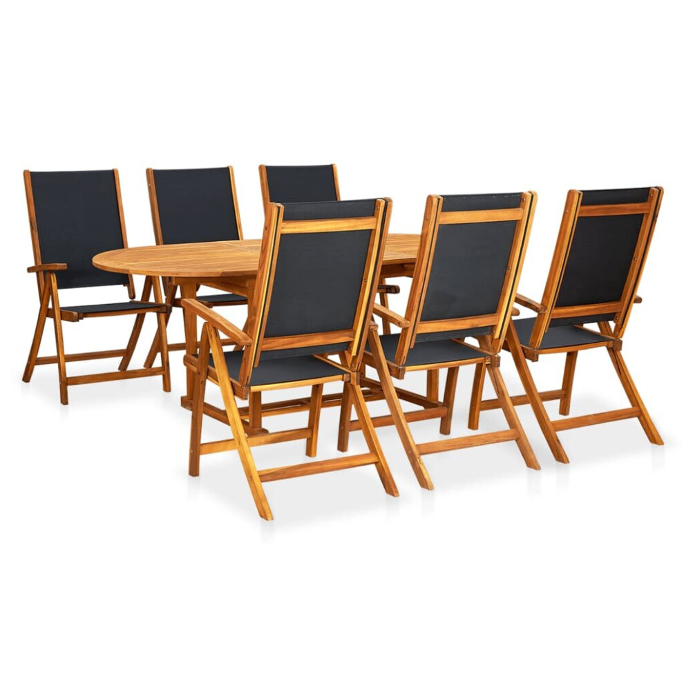 vidaXL 7 Piece Solid Acacia Wood Outdoor Dining Set Garden Folding Chair Table