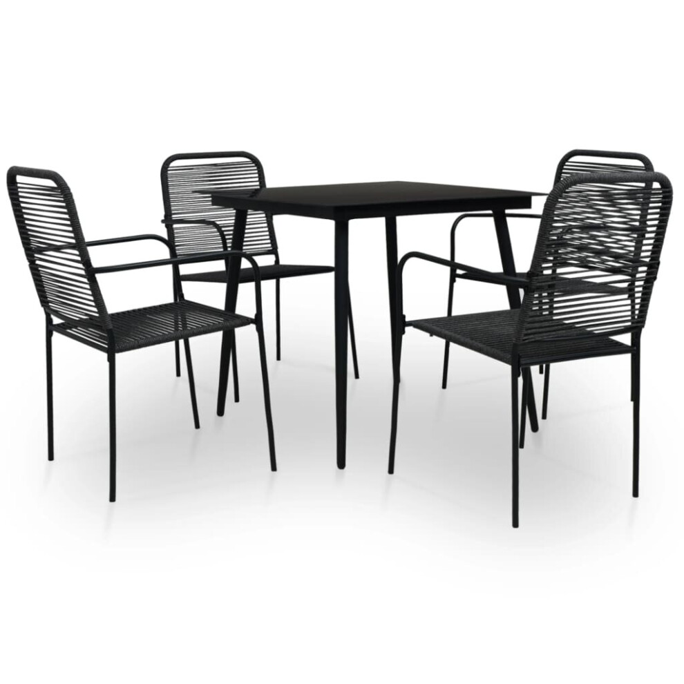 vidaXL 5 Piece Outdoor Dining Set Cotton Rope And Steel Black Furniture Set