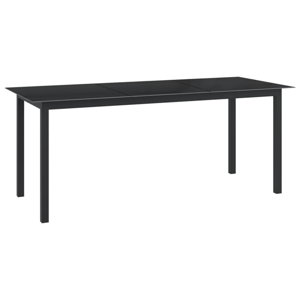 vidaXL Garden Table Black 190x90x74 cm Aluminium and Glass Furniture