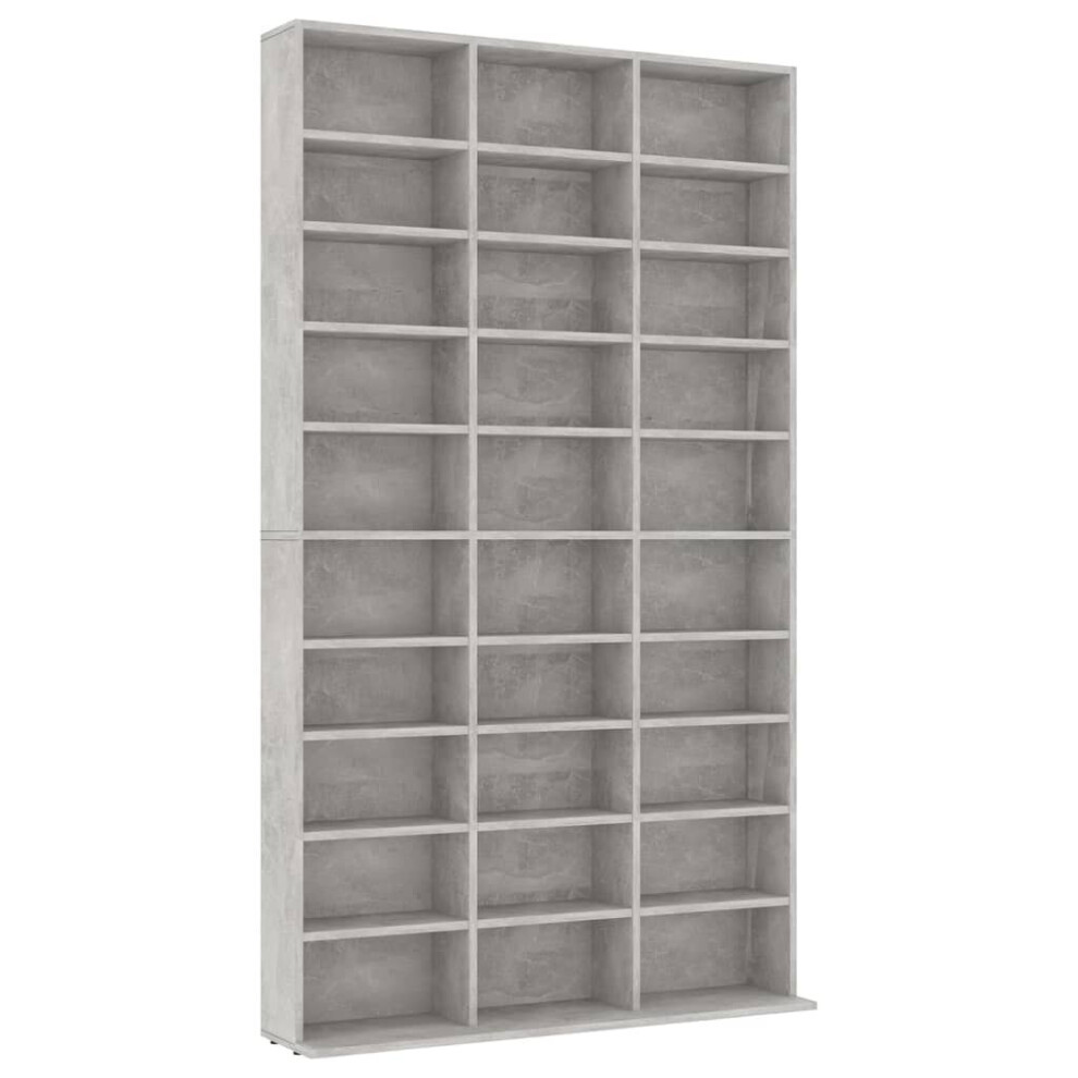 vidaXL CD Cabinet Concrete Grey Engineered Wood CD Shelf Cupboard Bookshelf