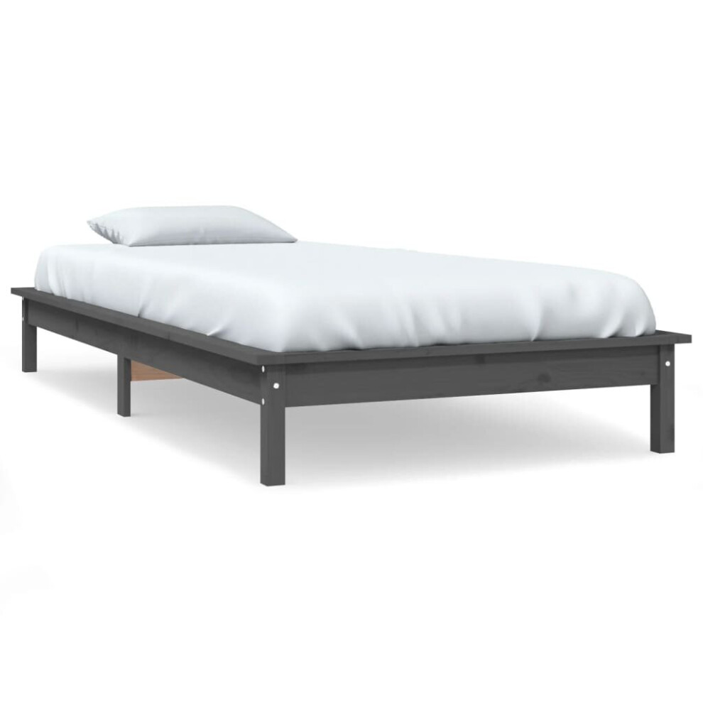 Vidaxl (Grey, 90 X 190 Cm) Solid Wood Pine Bed Frame Wooden Bedstead Bed Base Multi Colours/Sizes