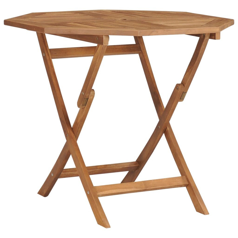 Vidaxl Solid Teak Wood Folding Garden Table 85Cm Outdoor Dining Furniture