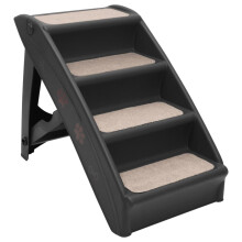 vidaXL Folding Dog Stairs Black Non-skid Pet Furniture Puppy Step Ladder Ramp