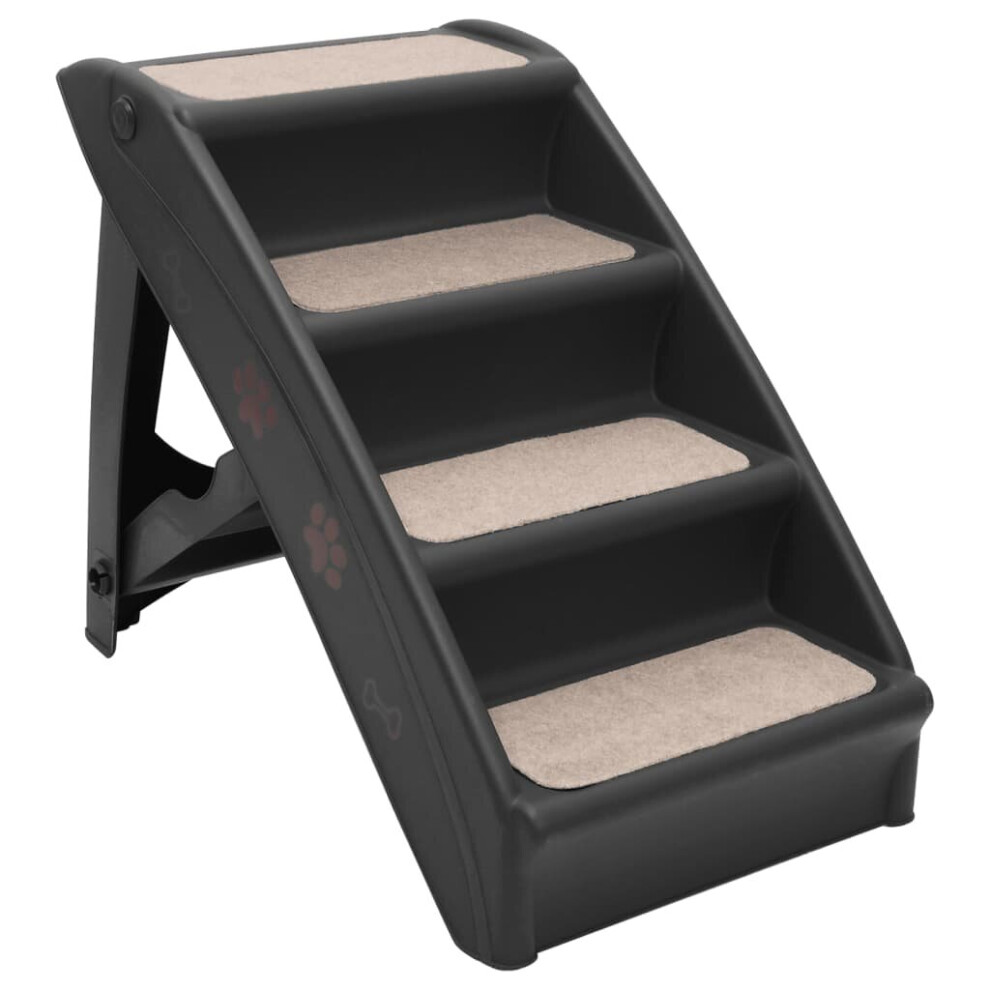 Vidaxl Folding Dog Stairs Non-Skid Pet Furniture Puppy Step Ladder Ramp Black