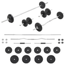 (straight bar + curl bar + dumbbell bar) vidaXL Barbell and Dumbbell Set Workout Fitness Weight Free Weight Plate Set