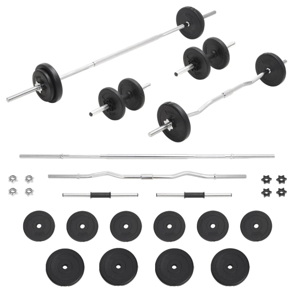 (straight bar + curl bar + dumbbell bar) vidaXL Barbell and Dumbbell Set Fitness Free Weight Set 30/60 kg Multi Models