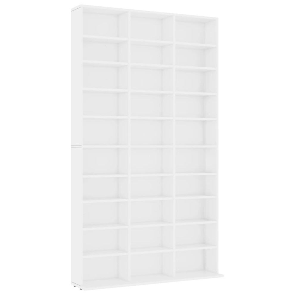 vidaXL CD Cabinet White Engineered Wood CD Shelf Office Cupboard Bookshelf